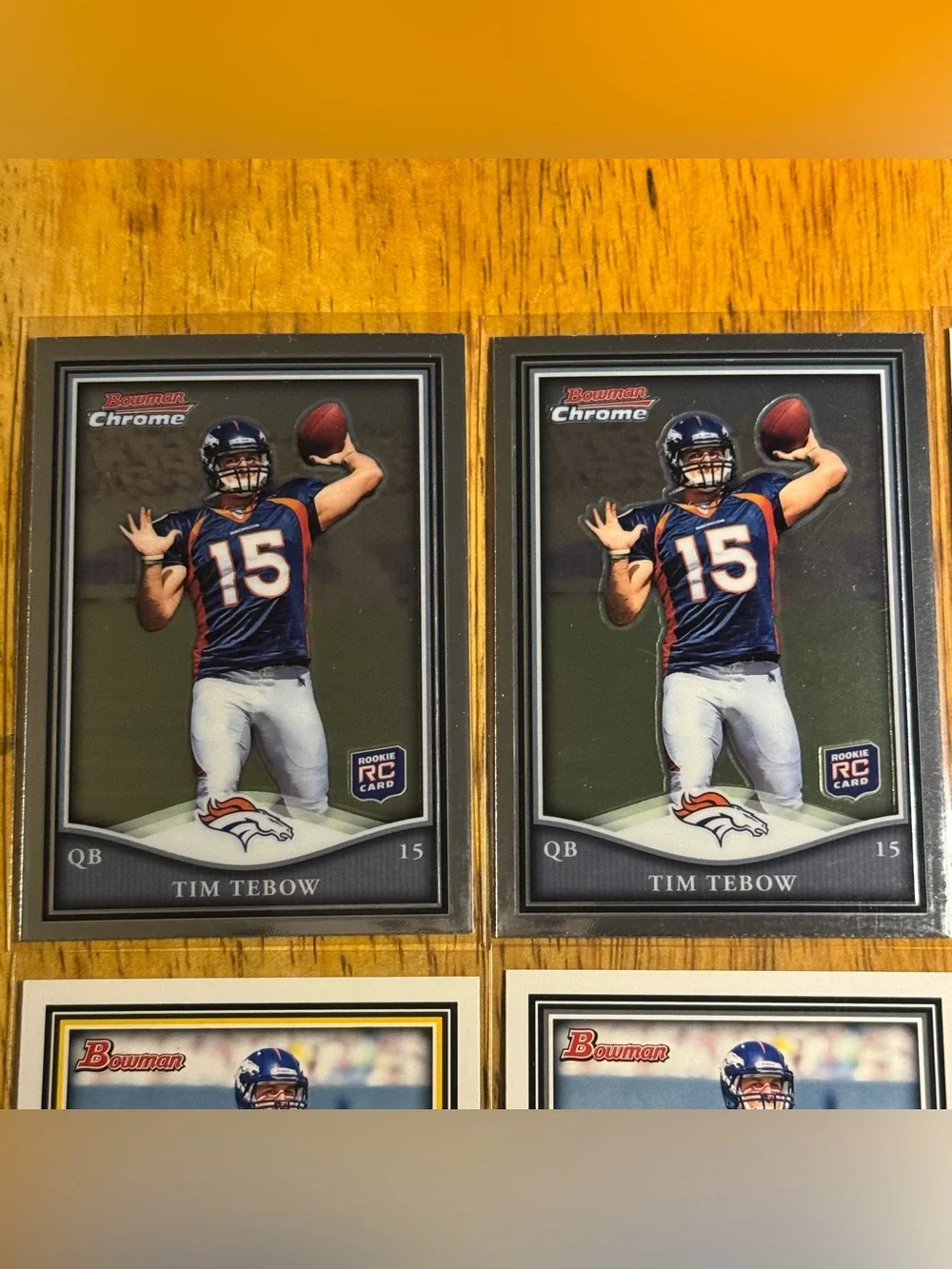 Tom Tebow Rookie Cards Topps Bowman Chrome (lot of 6)